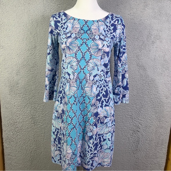 Lilly Pulitzer Dresses & Skirts - Lilly Pulitzer Bay Dress Womens Small Blue Lapis Lazuli Beach Shells Colorful